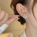 Colorful Zircon Four-Leaf Clover Stud Earrings For Women, Unique Beautiful Light Luxury High-End New Arrival Ear Jewelry