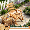 Solid Acacia Wood Outdoor Rocking Chair, Heavy Duty 400LBS Capacity Porch Rocker With Slatted Back For B Ackyard Deck Garden