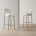 29  Upholstered Bar Stools Velvet Counter Stool With Backrest & Footrest Set Of 2 Round Dining Chairs For Kitchen Creamy White