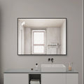 24x32 Inch Black Aluminum Framed Bathroom Mirror, HD Copper-Free Silver Wall Mirror, Horizontal & Vertical Hanging Vanity Mirror For Bathroom, Entryway & Dressing Room
