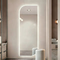 65  X 21  LED Full Length Wall Mirror, Irregular Shape Design, 3-Color Dimmable Lighting, 5mm Copper-Free Silver Glass, Hardwired Or Plug-in, For Entryway, Bedroom & Salon