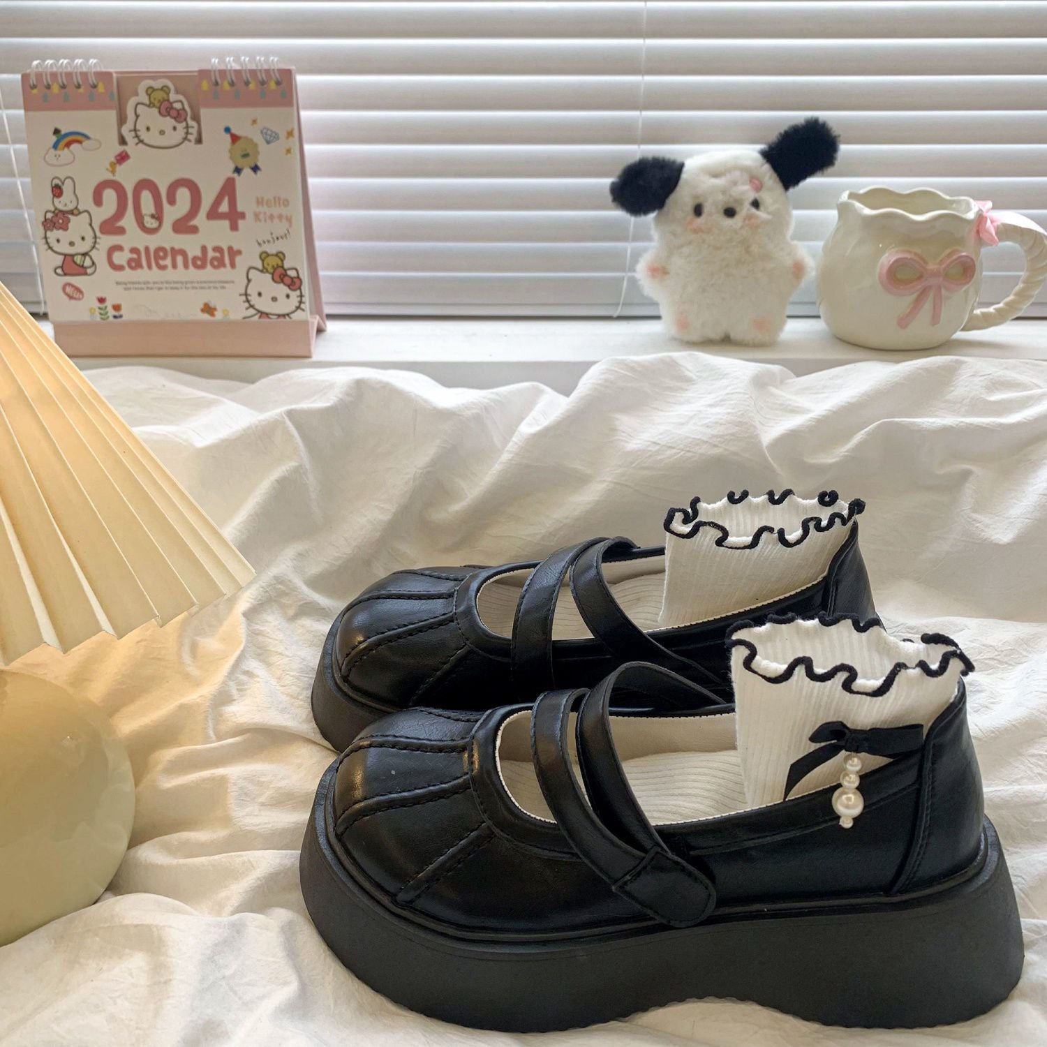 Seasonal New Japanese-style Versatile Height-increasing Leather Shoes For Women