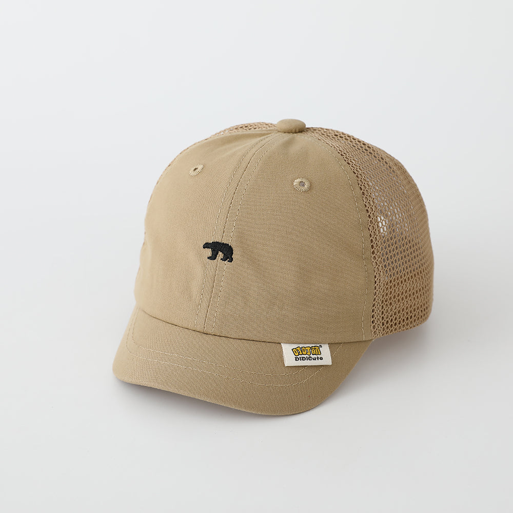 New Children's Mesh Simple Bear Embroidered Baseball Cap - Cute And Fresh Style Baby Breathable Sun Hat
