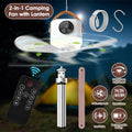 1Pc Tent Ceiling Fan With Light Tripod Stand 7200mah Rechargeable Battery Operated Hanging Canopy Fan With Remote Control 4 Wind Speeds 3 Brightness