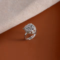 Heavy-duty Micro-pave Diamond-studded Leopard-head Open Ring