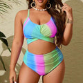 Womens Gradient-Color Cross-Strap Plus-Size Swimsuit