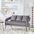 53.7 Modern Upholstered Velvet Open Back Loveseat Settee With 3 Pillows, Small Comfy Sofa 2-Seater Mini Sofa For Small Space With Metal Legs, Living Room Bedroom Office Dorm Studio Apartment Charcoal
