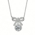 S925 Sterling Silver 1ct D Color VVS1 Moissanite Bow Necklace 45cm Platinum Gold Plated GRA Certified Gift Box