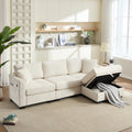 Modern Storage Sofa With Dual USB, 2 Side Pockets,Ottoman Storage Bench Cloud Sectional Chenille Sofa Oversized,4-Seat, L-Shaped Couch,Beige