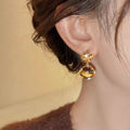 S925 Sterling Silver Maillard Tiger Eye Stone Stud Earrings For Women, 2026 New Hot Selling Light Luxury High-End Autumn Winter Ear Jewelry