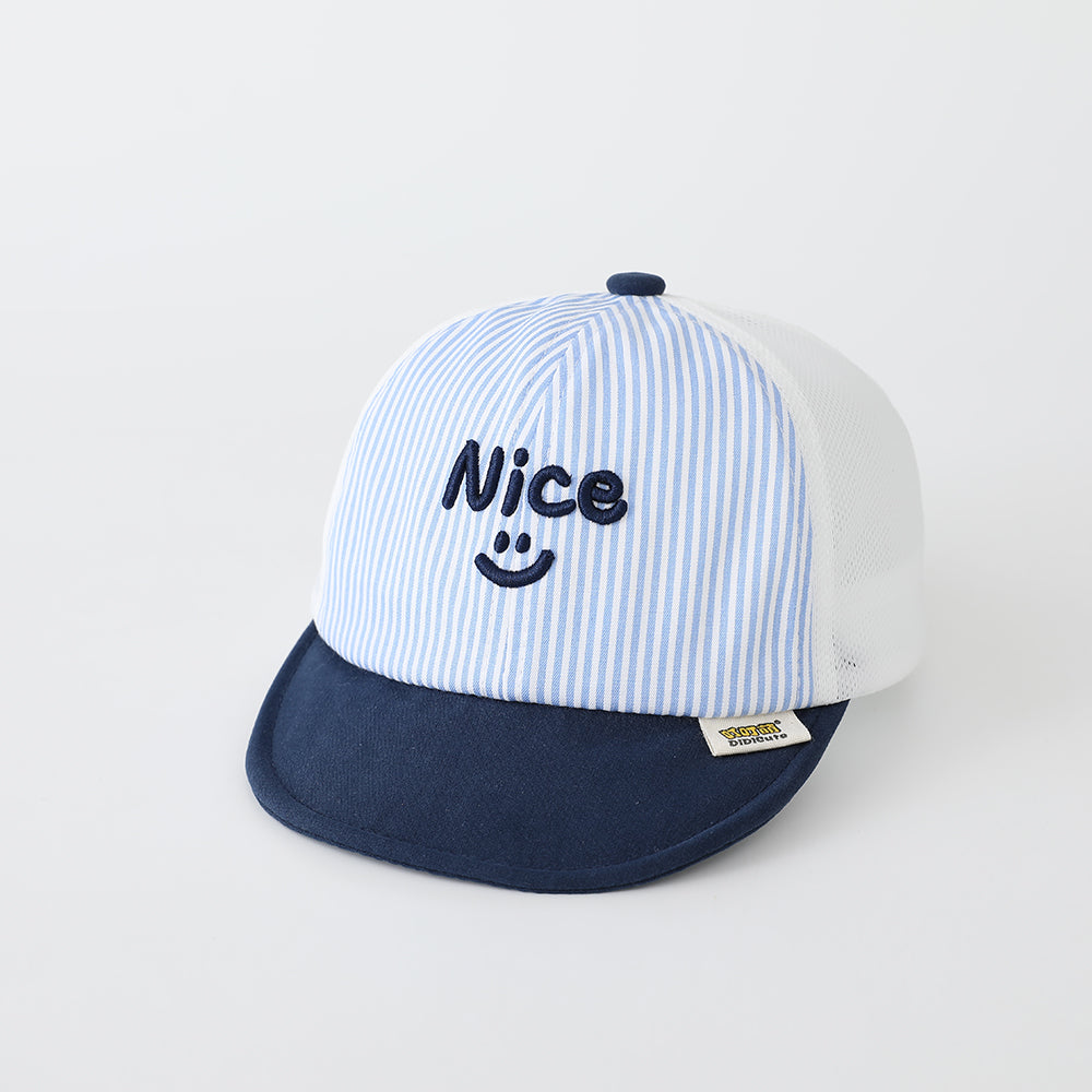 Summer Children's Embroidered Letters  Soft Brim Velcro Striped Baseball Cap Is Suitable For Babies For Outdoor Play And Sun Protection.