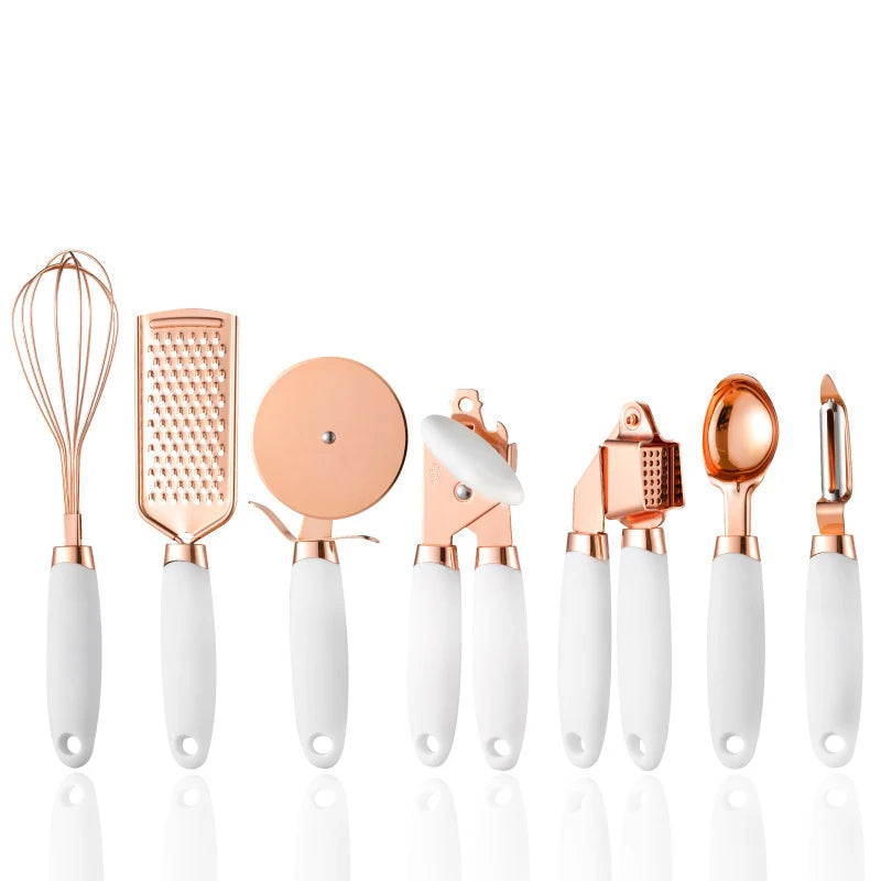 Kitchen Gadget Set Stainless Steel Garlic Press Cutter Scoop Peeler