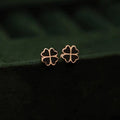 S925 Sterling Silver Agate Four-leaf Clover Screw-back Stud Earrings