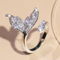 Micro Paved Elaborate Leaf Open Ring With Zircon Stones