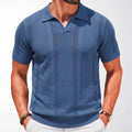 Mens Hollow-Out Knitted Polo Shirt