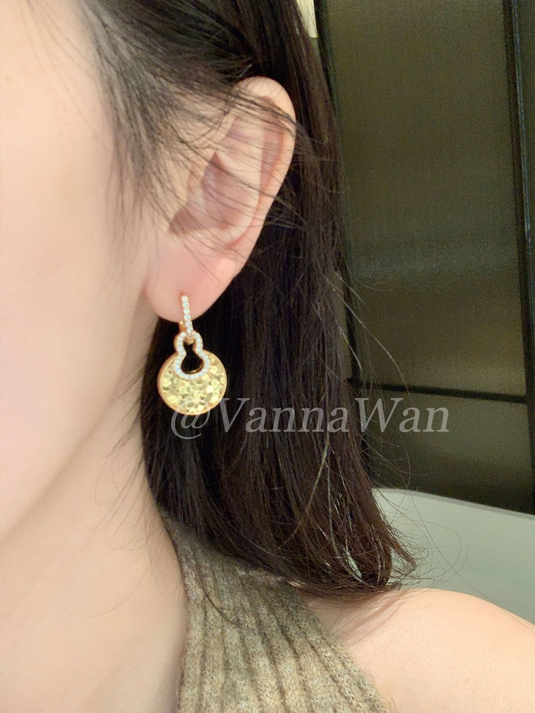 Fortune Gourd Zircon Earrings, Sparkling Detachable Dual-wear Hoops