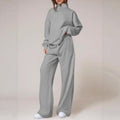 Springautumn Half-zip Sweatshirt And Straight-leg Pants Sportswear Travel Set
