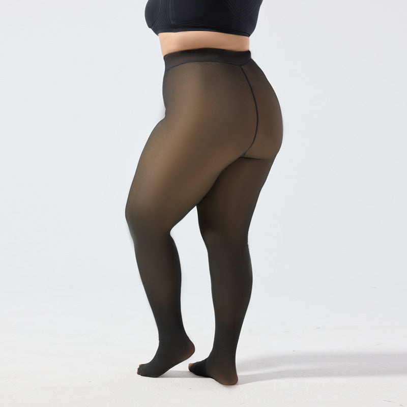 Women's Fall And Winter Outer Wear Plus Size Fake Transparent Black See-through Leggings