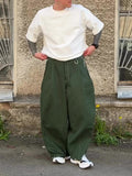 Double Pleated Contrast  Oversized Balloon Wide Leg Street Pants