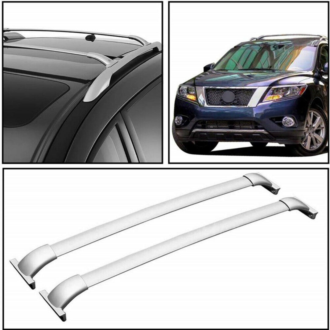 Pair Silver Aluminum Roof Rack Top Bar Rail For 13-19 Pathfinder Sport Utility