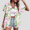 Womens Fashion Plus-Size Floral Loose-Fitting Shirt