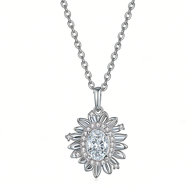 S925 Sterling Silver 5x7mm Oval Moissanite D Aisy Necklace 45cm D Color VVS1 Platinum Gold Plated GRA Certified Gift Box