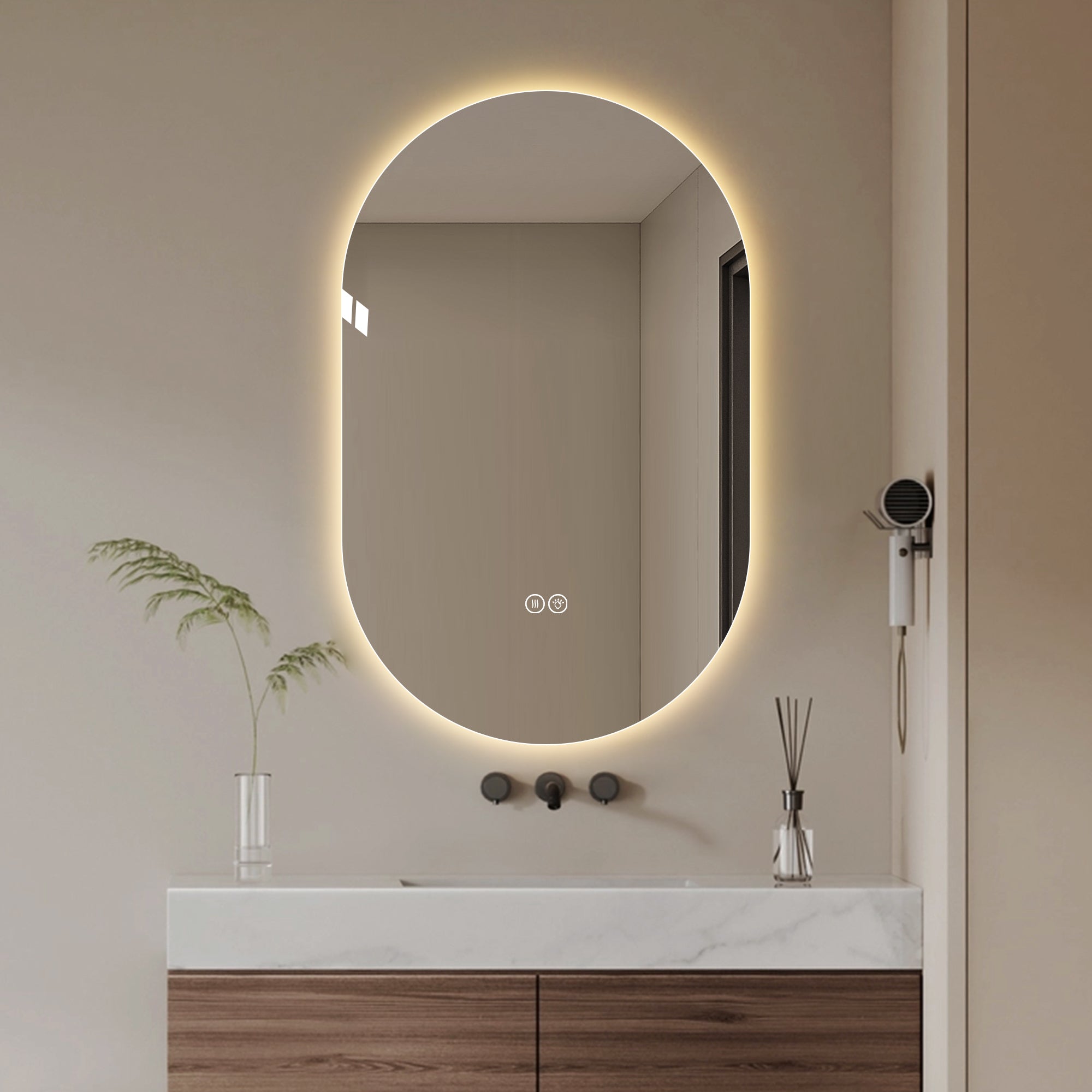 48x30 Inch Smart Wall Mounted LED Touch Screen Anti-fog Mirror Bathroom Mirror, Barber Shop Mirror