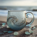 Handmade Sea Glass Wave Cup ,a Unique Wave Designed Wave Coffee Cup, Suitable For Beach Themed Drinks For Families And Gifts