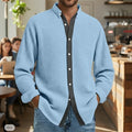 Mens Waffle-Weave Long-Sleeve Shirt Cardigan
