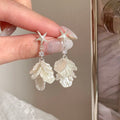 Vacation Style Starfish Shell Petal Tassel Stud Earrings, Light Luxury High-end Unique Ear Jewelry For Women, Clip On Earrings For Non-Pierced Ears