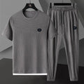 Mens Fashionable Loose-fit Short-sleeve And Long-pants Set