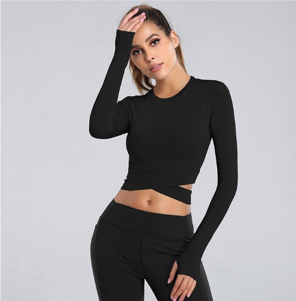 Women Long Sleeve Sport Tops Fitness Yoga Crop Tops