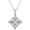 S925 Sterling Silver 0.3ct D Color VVS1 Moissanite Cross Flower Pendant Necklace 40cm Platinum Plated GRA Certified Gift Box