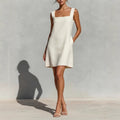 Summer Minimalist Square-neck Pocketed Solid-color Loose-fit Sleeveless Dress