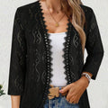 Womens Fashion Lace-spliced Long-sleeve Top
