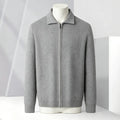 Solid-color Cardigan Zip-up Mens Jacket