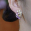 2026 Trendy Purple Rhinestone Color Contrast Studs, Sparkling Niche Earrings For Women