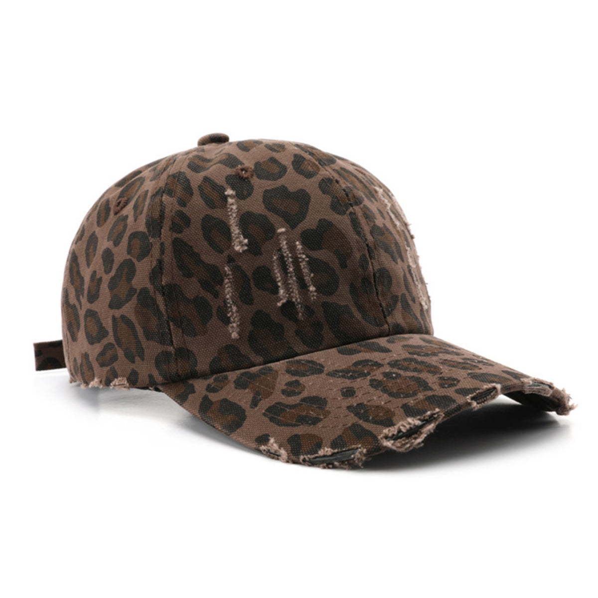 Leopard Print Distressed Beveled Adjustable Vintage-style Casual Baseball Cap Suitable For Outdoor Activities And Streetwear