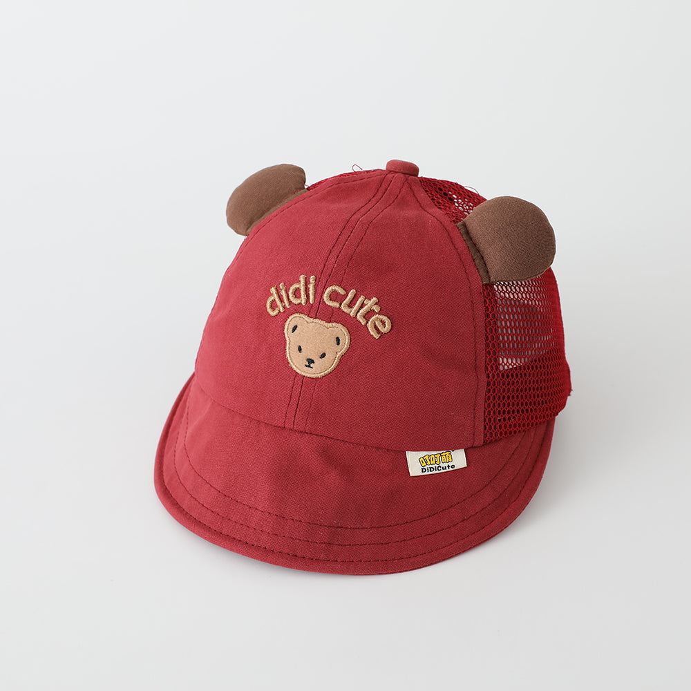 Summer Boys And Girls Net Scarf Breathable Cute Bear Embroidered Multi-Purpose Children's Baseball Cap For Daily Outdoor Use