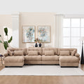 U Shaped Couch Modular Sectional Sofa, Modern Deep Seat Cloud Couch, Oversized Modular Couches For Living Room, Comfy Advanced Flannelette Sofa Bed With Round Armrests 6 Pillows,Sofas For Bedroom
