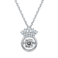 S925 Sterling Silver 0.5ct D Color VVS1 Moissanite Crown Necklace 45cm Platinum Plated GRA Certified Gift Box