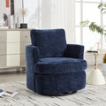 Vanity Chair,Swivel Accent Chair, 360 Degree Round Swivel Barrel Chair, Upholstered Comfy Swivel Chairs For Living Room,Accent Chairs For Bedroom, Reading Room,Powder Room, Velvet, Blue