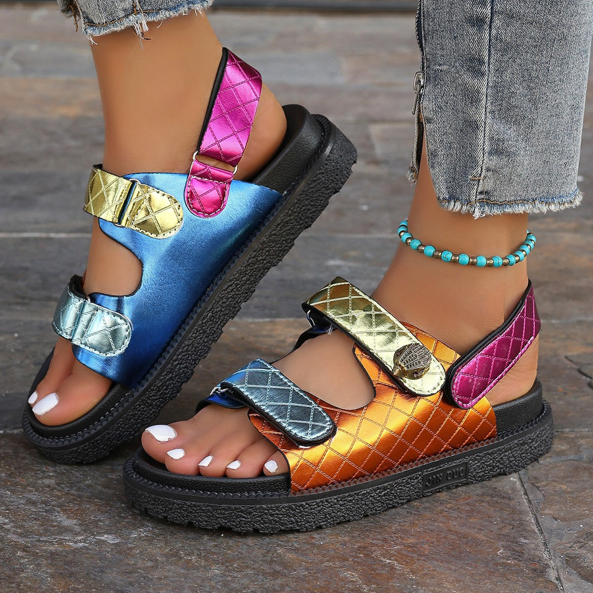 Womens Thick-soled Colorful Beach Sandals
