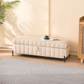49.21  Wide Upholstered Velvet Storage Soft Bench Footstool Ottoman End Of Bed With Metal Legs, Foot Rest For Living Room, Entryway And Bedroom. Beige