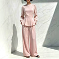 Fitted Waist Long-sleeve Pants Set