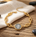 St Benedict Medal Bracelet For Women Men, Stainless Steel Knot Chain San Benito Coin Charm Bracelet, Religious Protection Jewelry Gift