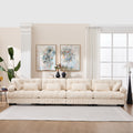 Modular Sectional Sofa Cloud Couch, Modern Sectional Couches For Living Room, Deep Seat Modular Couch With Round Armrests 6 Pillows, 4-Seat Comfy Advanced Flannelette Sofa For Bedroom