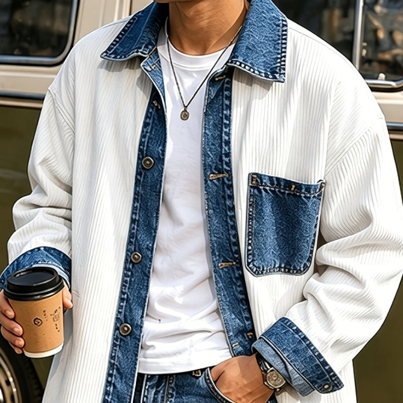 Design-inspired Denim Patch Lapel Coat