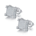 S925 Sterling Silver 216pcs D Color VVS1 Moissanite 3D Cube Earrings 3.2g Screw Back Hypoallergenic GRA Certified Gift Box