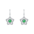 S925 Sterling Silver Flower Dangle Earrings, 6mm Round Green Chrysoprase, Platinum Plated Elegant Women's Jewelry With Gift Box
